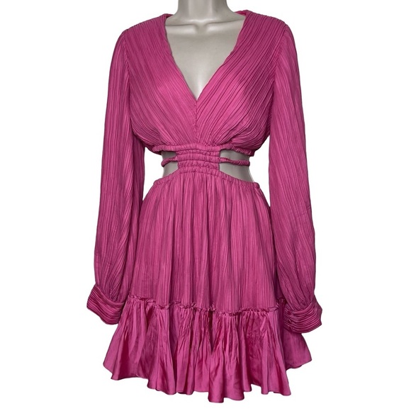 SIMKHAI Londyn Pleated Waist Cut-Out Minidress Hot Pink sz XS - Picture 1 of 7